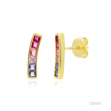 Pendientes Dorado Presión Barra Colores