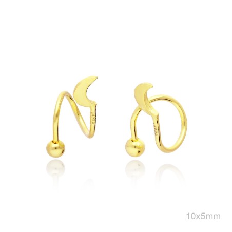 Pendientes Piercing Dorado Espiral Luna