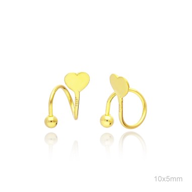 Pendientes Piercing Dorado Espiral Corazón