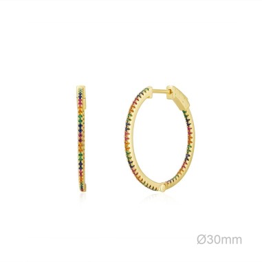 Pendientes Aro Dorado Circ. Color 30mm