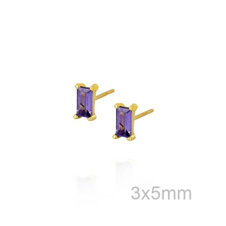 Pendientes Presión Dorado Circ. Rect. Morada