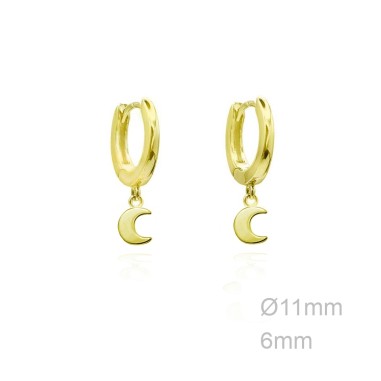 Pendientes Aro Dorado Luna Liso