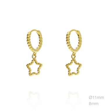 Pendientes Aro Dorado Bolitas 11mm Estrella Bolitas