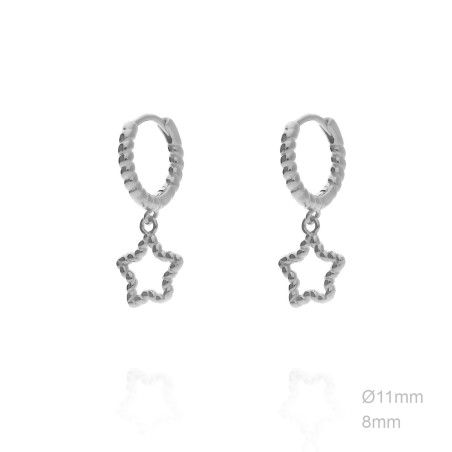 Pendientes Aro Bolitas 11mm Estrella Bolitas