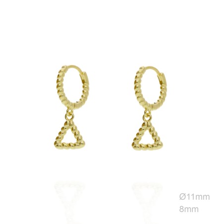 Pendientes Aro Dorado Bolitas 11mm Triangulo Bolitas