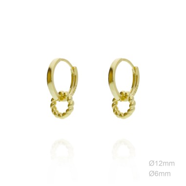 Pendientes Aro Dorado Liso 12mm Circulo Bolitas