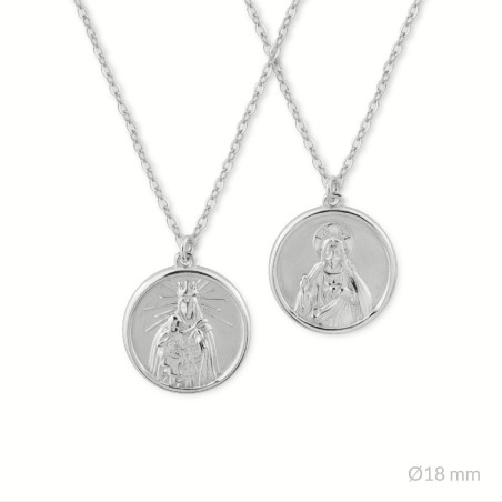 Gargantilla de Plata de Ley | Virgen del Carmen + Sagrado corazón