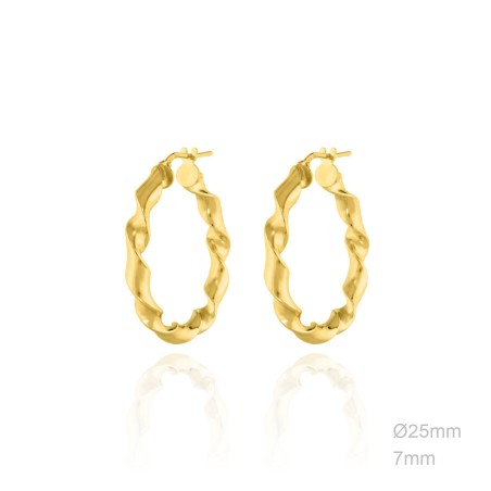 Pendientes Aro Dorado Rizado Liso 25mm