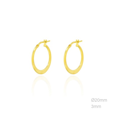 Pendientes Aro Dorado Plano Liso 20mm