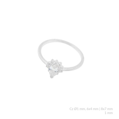 Anel de Prata Esterlina com zircônia