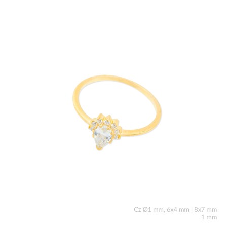 Anel de Prata Esterlina com zircônia