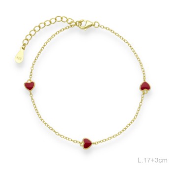 Pulsera Dorada Corazones...