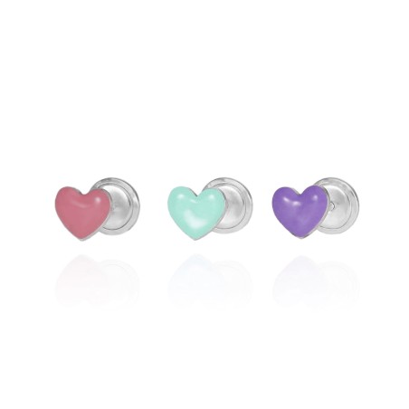 Pendientes Corazón Esmalte Rosca