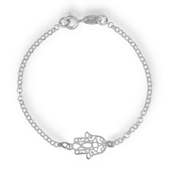 Pulsera Plata Lisa Mano Fatima