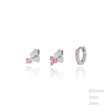 Pendientes Pack 3 Circ Rosa