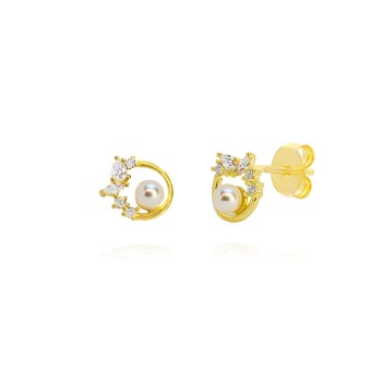 Pendientes Dorado Circ Flor...