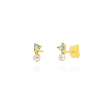 Pendientes Dorado Perla Opalo