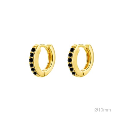 Pendientes Aro MINI Dorado Circ Negra
