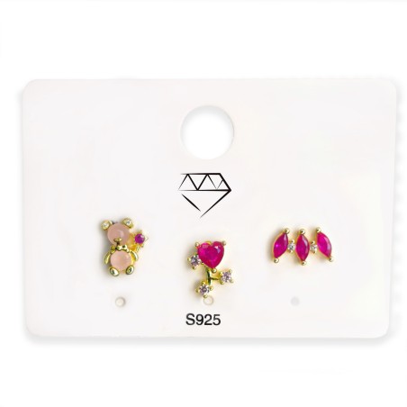 Pack 3 Pendientes Circonitas Presión