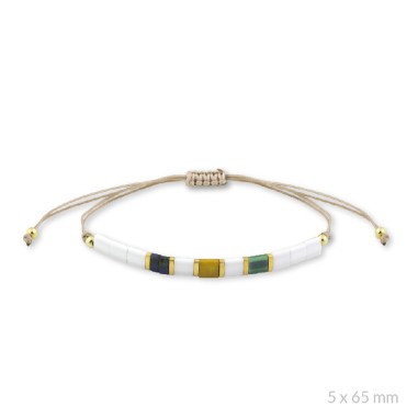 Pulseira em Prata Esterlina e contas douradas