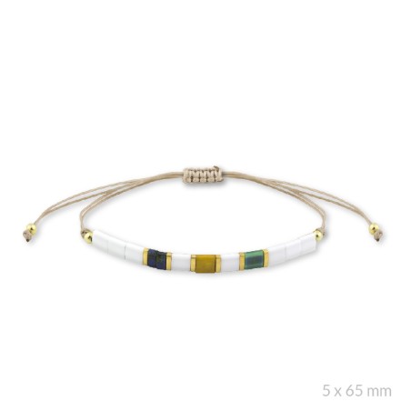 Pulseira em Prata Esterlina e contas douradas