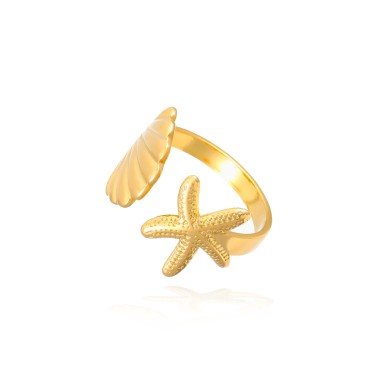 Anillo Concha Estrella de Mar Chapado ACERO