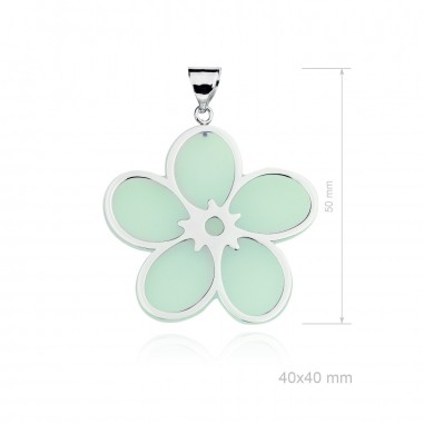 Colgante Flor Piedra Sint 40mm Verde