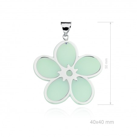 Colgante Flor Piedra Sint 40mm Verde