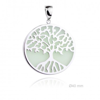 Colgante Árbol Vida base verde 40mm