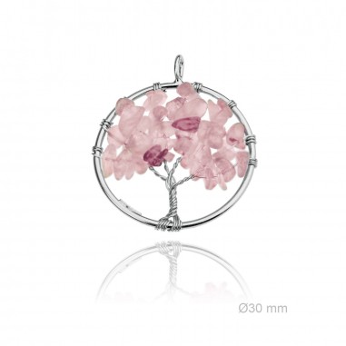 Colgante Piedra Natural Árbol Vida Rosa