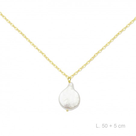 Gargantilla Perla Natural Lágrima Dorada
