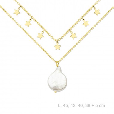 Gargantilla Doble Estrellas y Perla