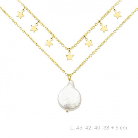 Gargantilla Doble Estrellas y Perla