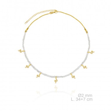 Gargantilla MiniPerlas Serpientes Dorada