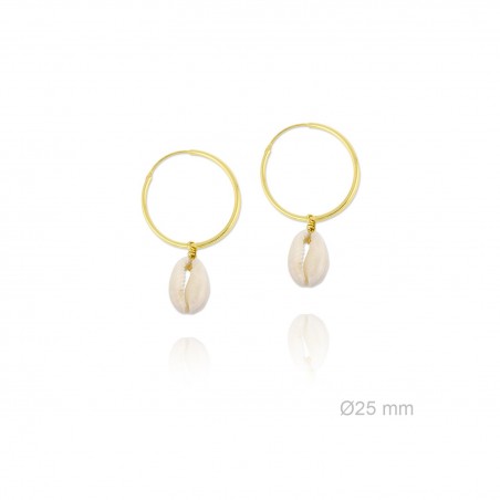 Aros 25mm Concha Natural Dorados