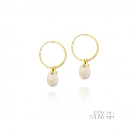 Aros 25mm Concha N. Estrella Dorados