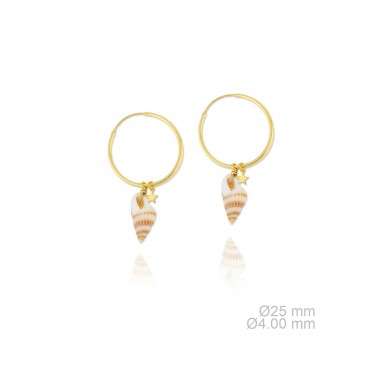 Aros 25mm Caracola Estrella Dorados