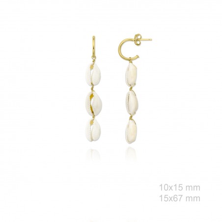 Pendientes Triple Concha Dorados