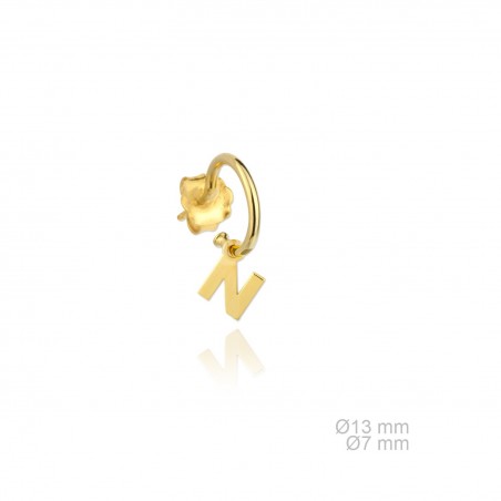 Pendientes Inicial Lisa "N" Dorado