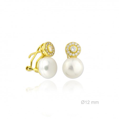 Pendientes Tu y Yo Perla/Circonita Omega