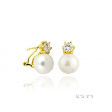 Pendientes Tu y Yo Perla/Circonita Omega