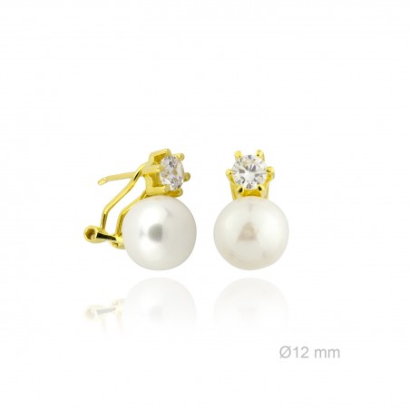 Pendientes Tu y Yo Perla/Circonita Omega