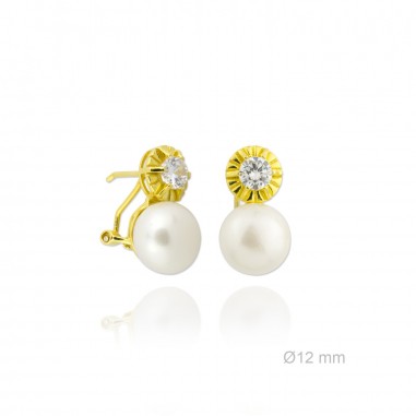 Pendientes Tu y Yo Perla/Circonita Omega