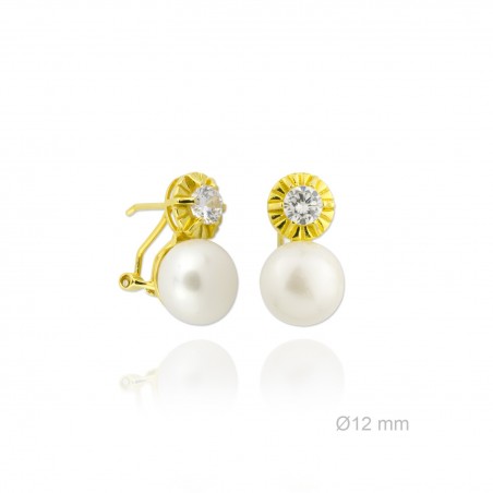 Pendientes Tu y Yo Perla/Circonita Omega
