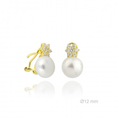 Pendientes Tu y Yo Perla/Circonita Omega
