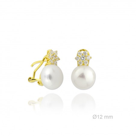 Pendientes Tu y Yo Perla/Circonita Omega