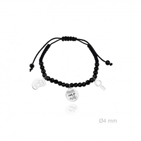 Pulseira de Prata Esterlina e Macramê