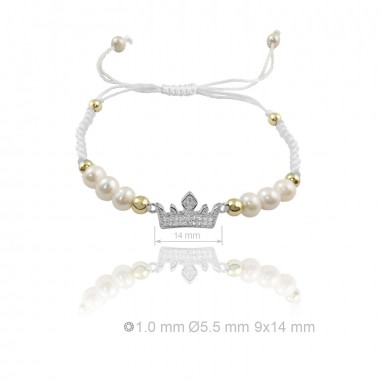 Pulsera de Plata con Perla Natural y Macrame 