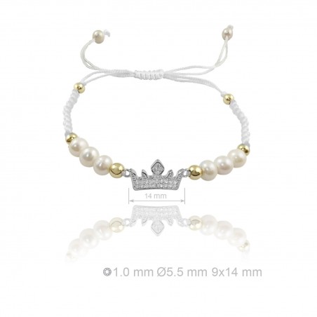 Pulsera de Plata con Perla Natural y Macrame 