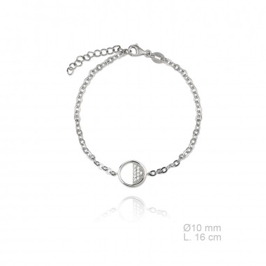 Pulseira de Perata Esterlina e Zircônia